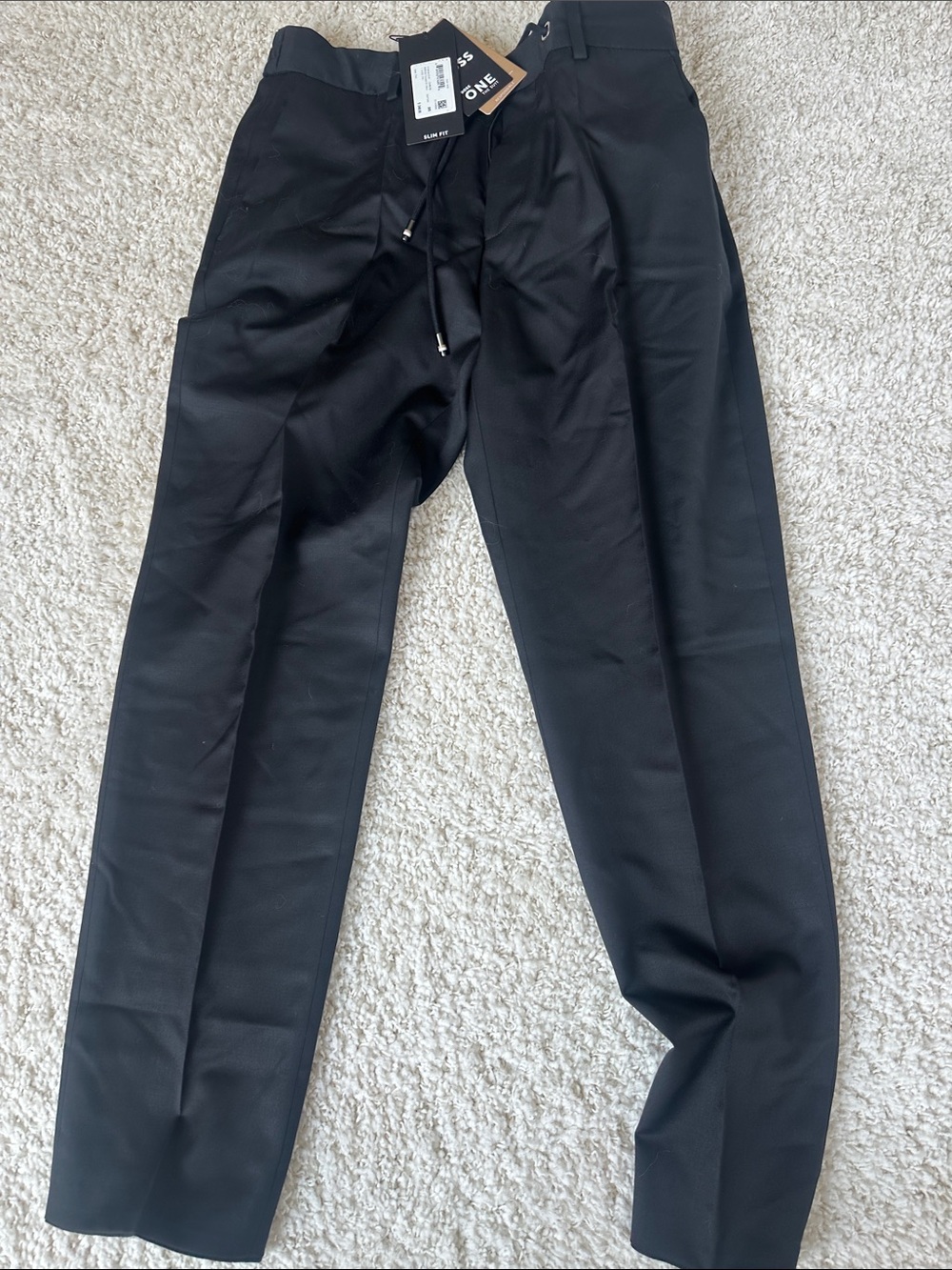 Boss Men's Black Dress Pants with Drawstring Waist